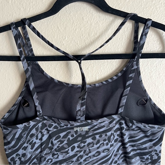 Victoria’s Secret Sport PINK Leopard Zebra Print Tank Cami Built In Bra Size M - Picture 7 of 8